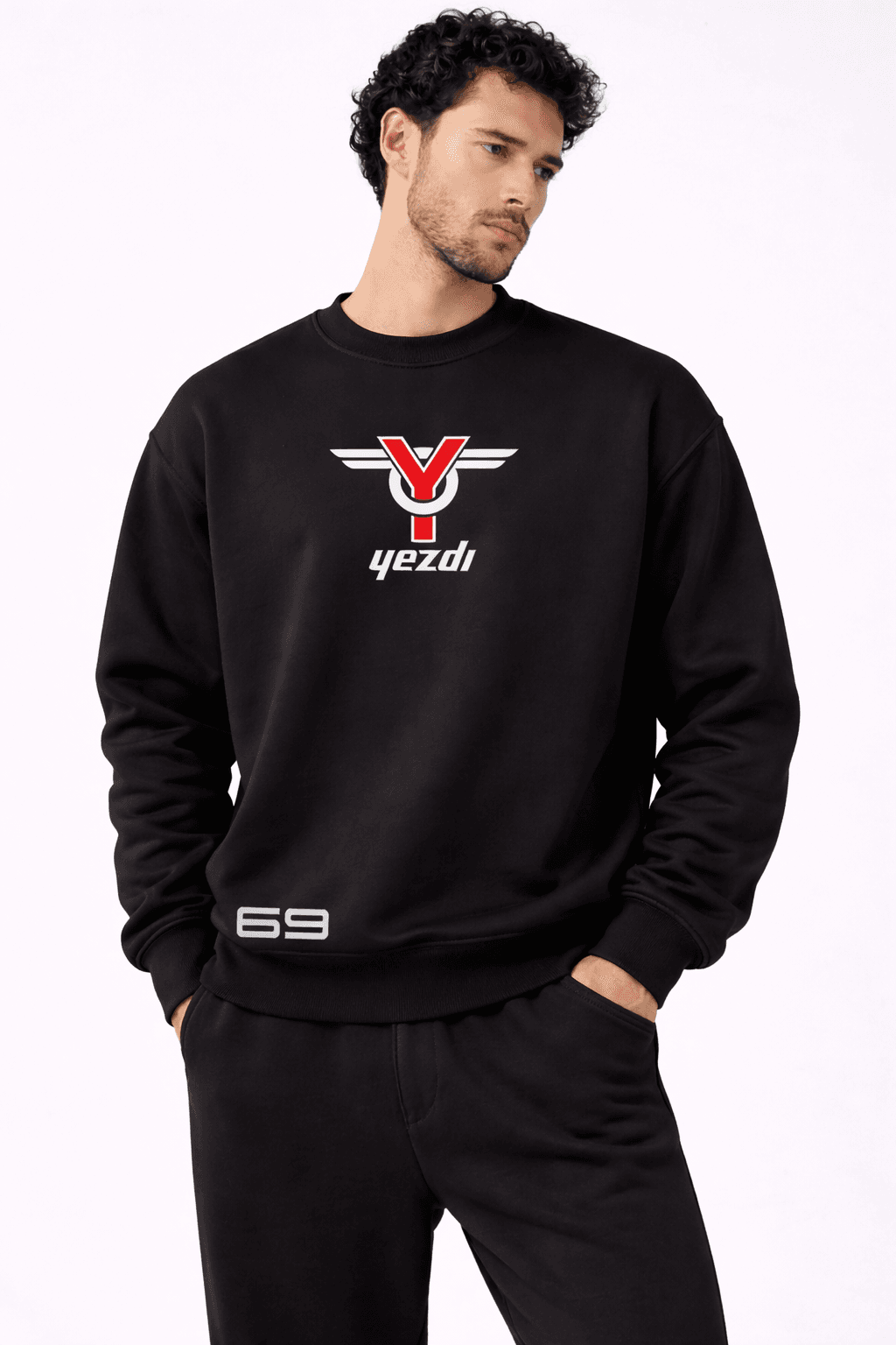 Confident model in Yezdi sweatshirt f