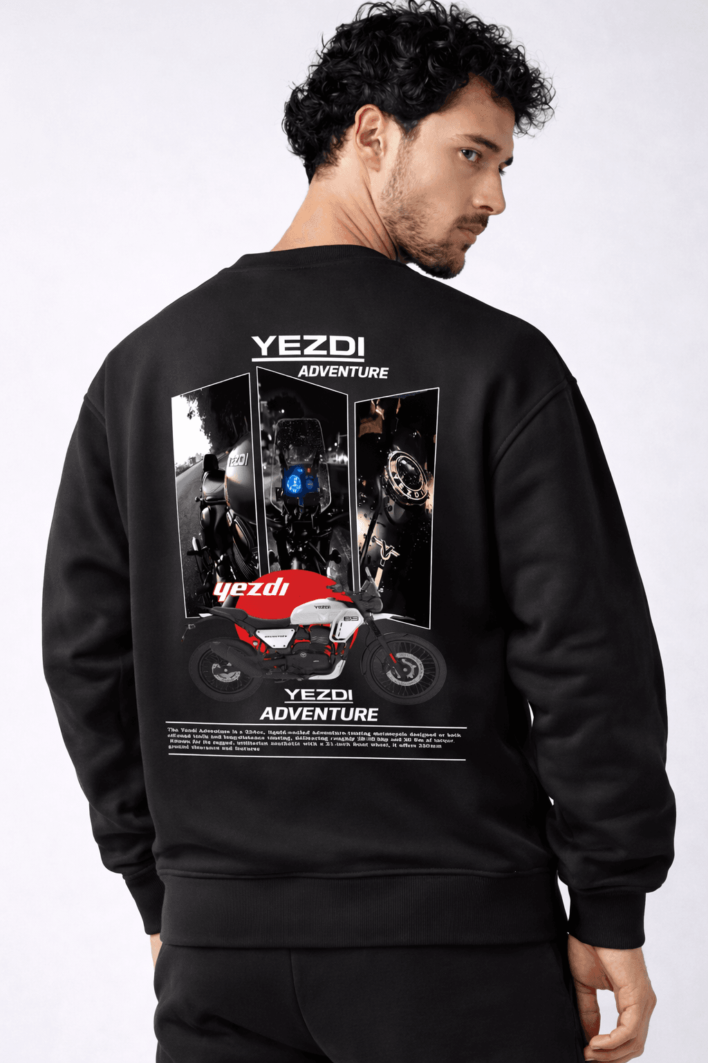 Yezdi Adventure sweatshirt in focus back